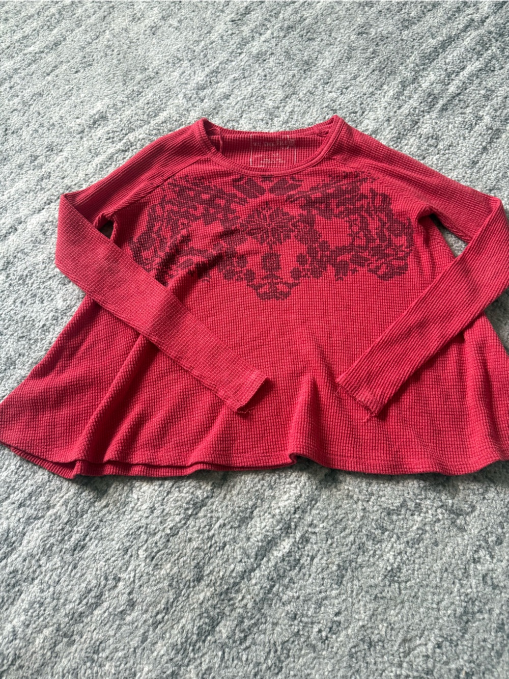 We The Free Waffle Knit Red Shirt With Front Design
